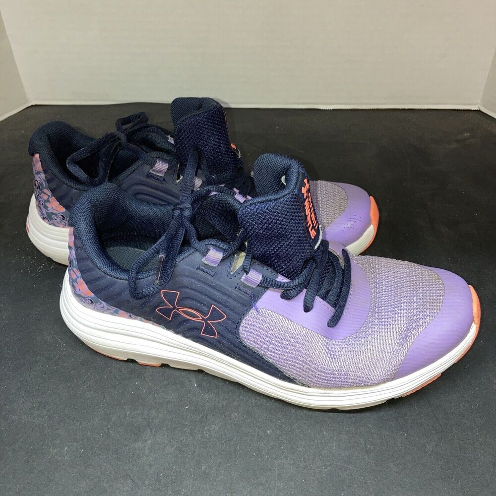 Girls Sneakers Under Armour 'Out Hustle' Running Shoes Size 6.5Y Purple Navy